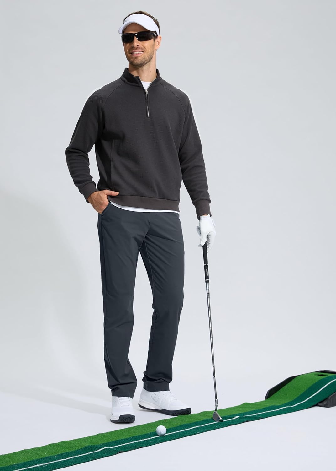 Pudolla Men's Golf Pants Stretch Work Dress Comfy Pants 30"/32"/34" Lightweight Quick Dry Casual Slacks Trousers with Pockets - Image 6