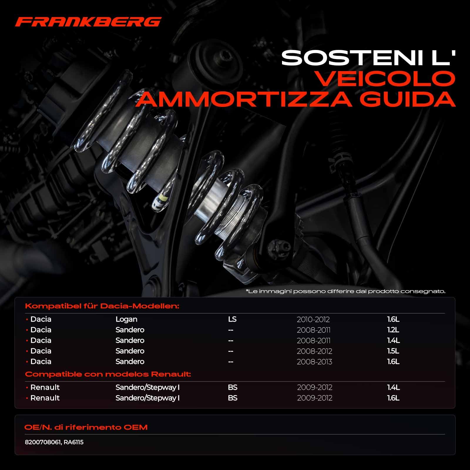 Frankberg 2 molle di sospensione asse posteriore 8200708061 | Compatibile con: S.a.n.d.e.r.o BS, Logan LS, S.a.n.d.e.r.o/Stepway I BS