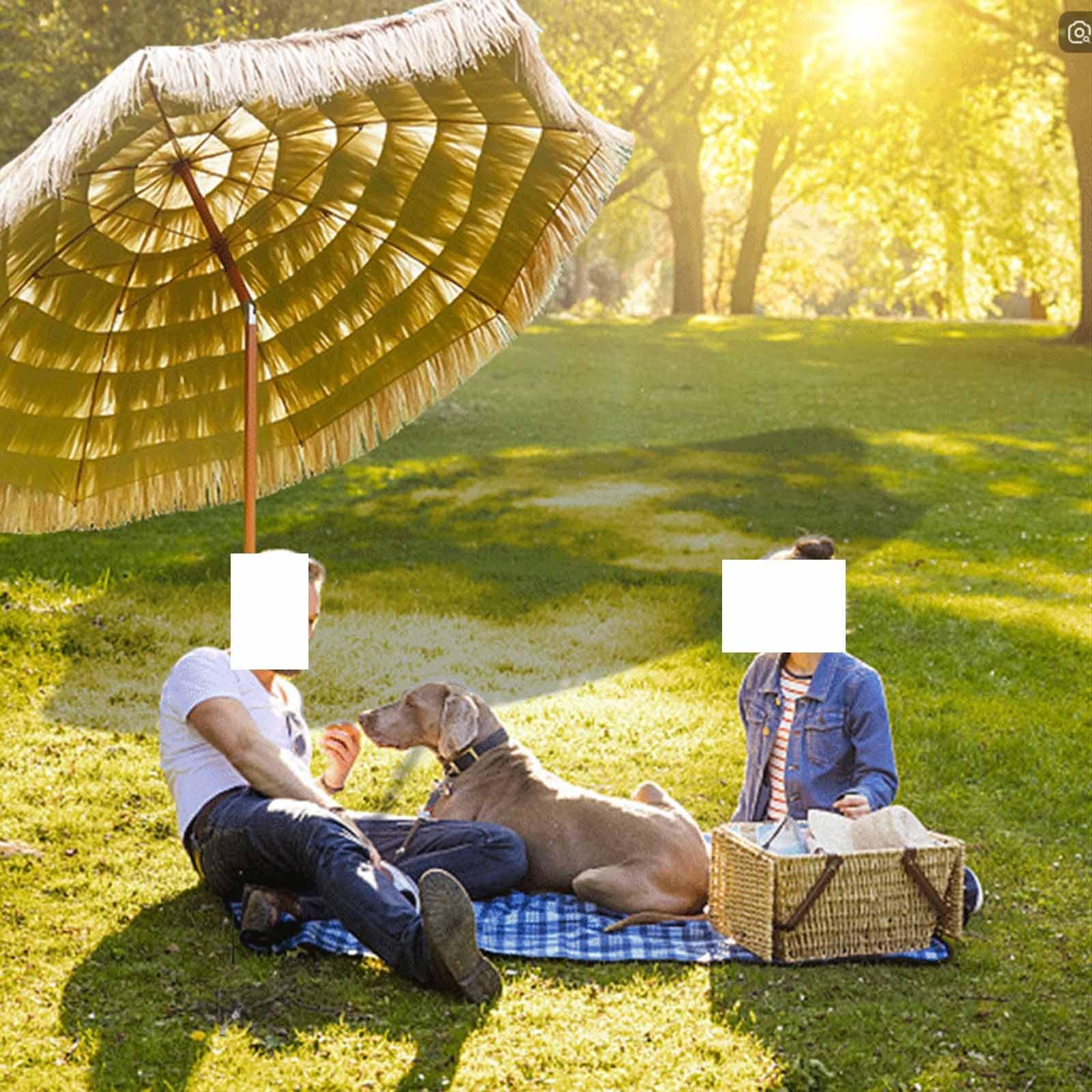 Bardzo duży i pogrubiony parasol z imitacją słomy o długości 2,7 m, odkryty basen i parasol przeciwsłoneczny na plażę, obrót o 360 stopni, łatwa regulacja kąta nachylenia.