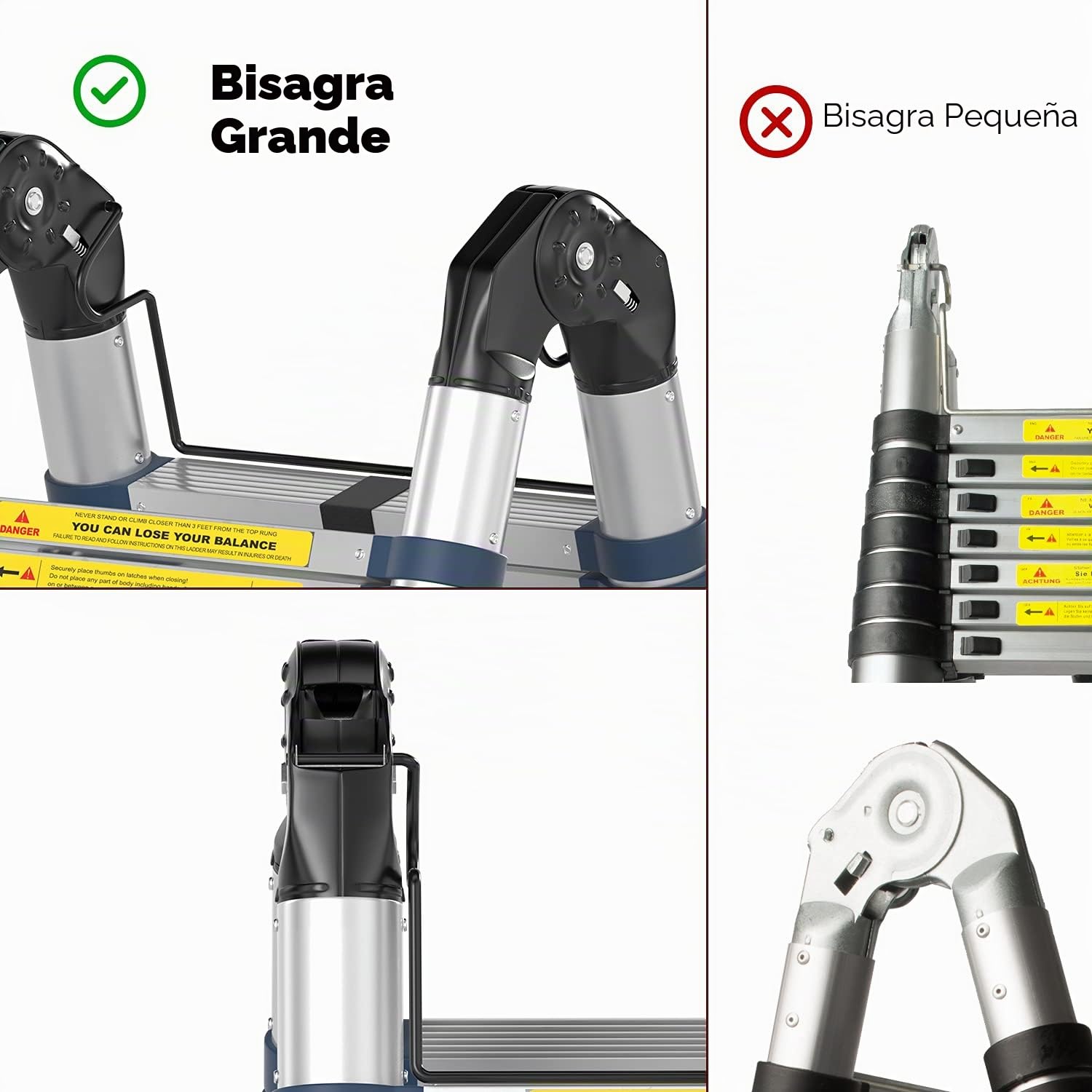 5m Escalera Doble Telescopica WORHAN Pro Multiuso WORHAN Multifuncional Plegable Tijera Aluminio Anodizado Nueva Generación Calidad Alta 500cm K5C+Bag