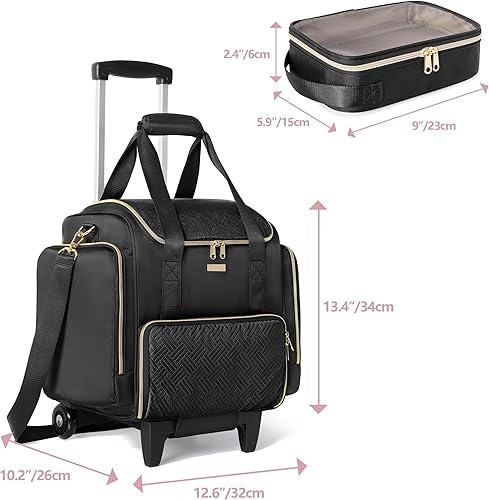 Miniatura 6 de Estuche de maquillaje con ruedas con 4 bolsas extraíbles, estuche de maquillaje profesional con ruedas, bolsa de viaje para artista de maquillaje