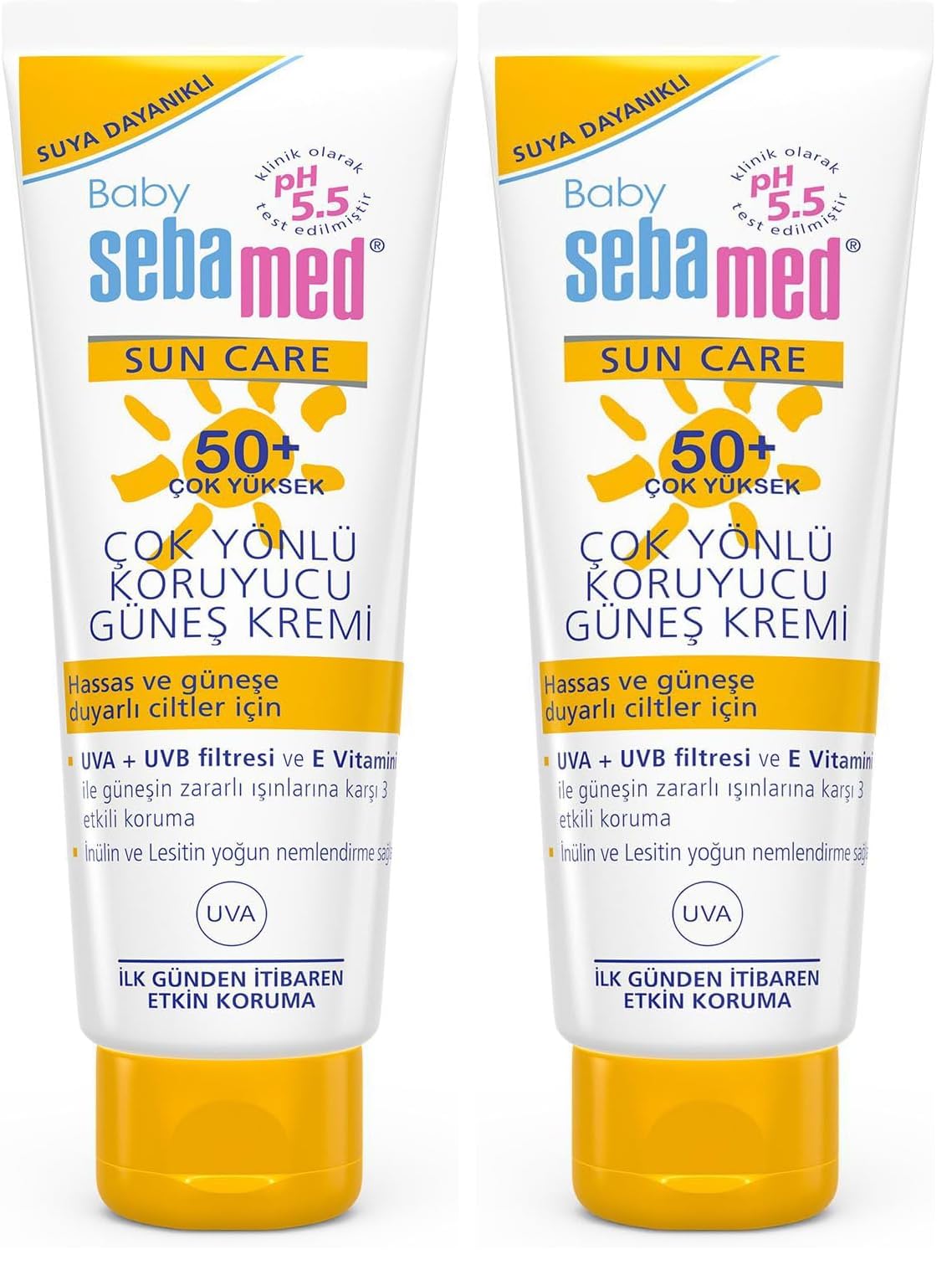 Sebamed Baby SPF 50+ UVA - UVB Filtresi ve E Vitamini Etkili Çok Yönlü Koruyucu Çocuk Güneş Kremi 75 ml (2 paketi)