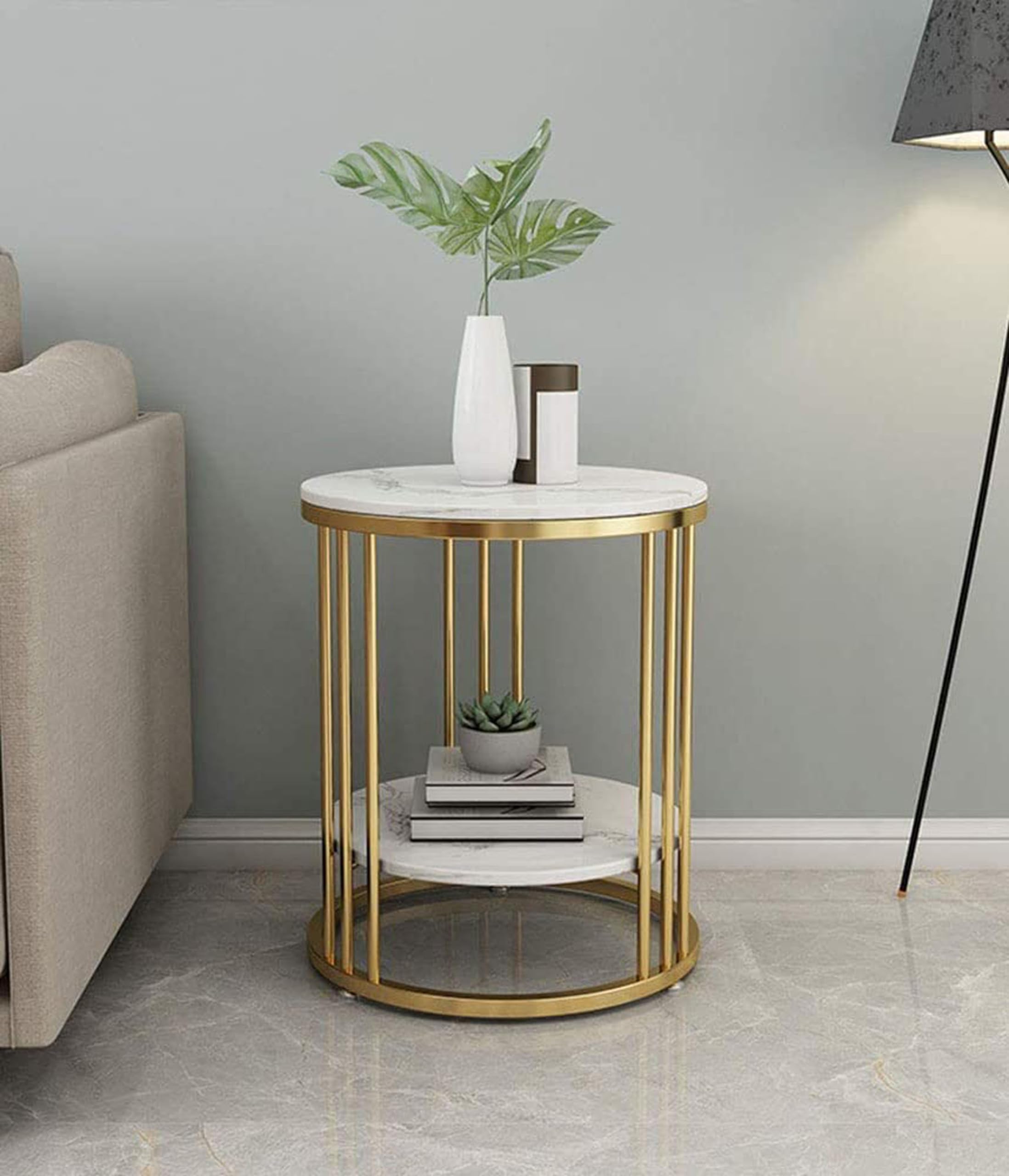 End Table Round Coffee Table MDF Table top Powder Coated Metal Frame Wooden Accent Side Tables for Living Room Bedroom Office Balcony.-image-39
