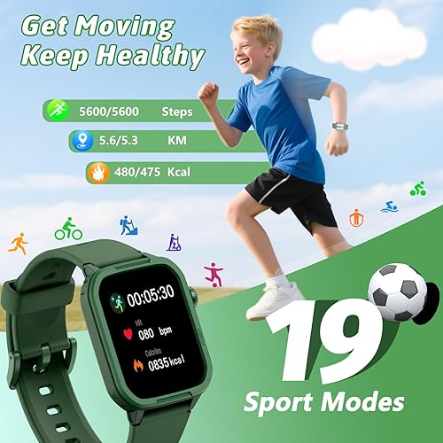 Miniatura 4 de Reloj inteligente para niños y niñas, relojes para niños con 19 modos deportivos, frecuencia cardíaca, monitor de sueño, podómetro, reloj