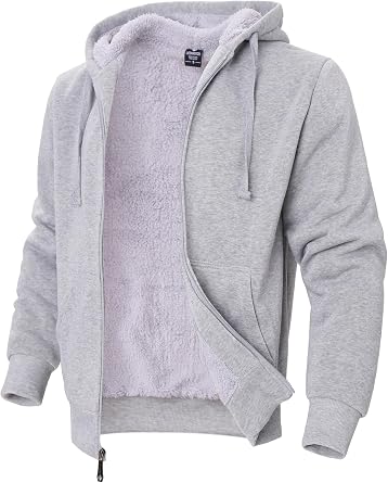 LeeHanTon Mens SherpaLined Zip Hoodie Premium Fleece Winter Outdoors