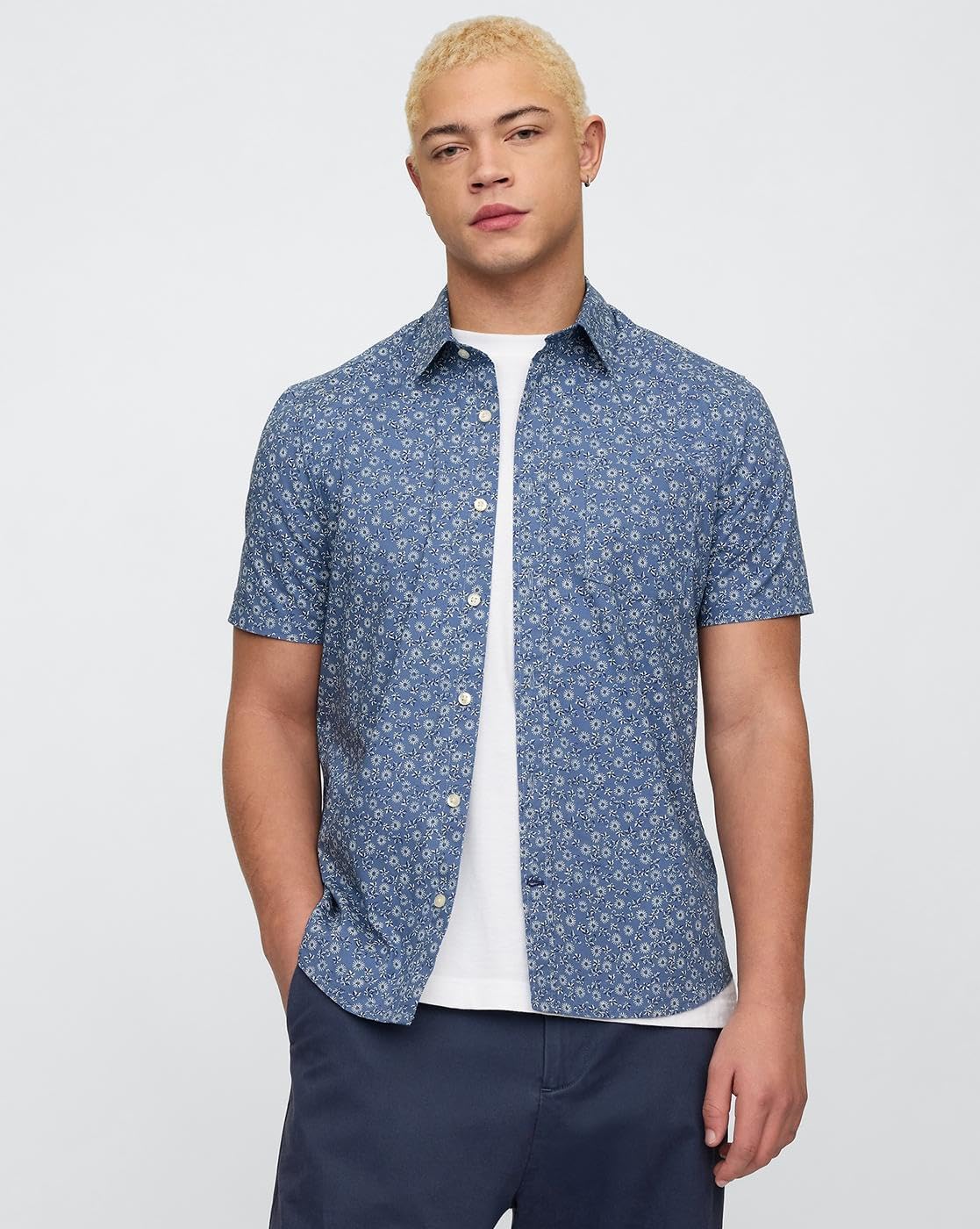 GAP Men's Floral Regular Fit Shirt (442711808_Blue - Image 5 thumbnail