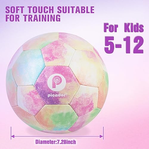 Miniatura 3 de PP PICADOR Balón de fútbol de tamaño 4, pelotas de fútbol para niñas, niños, jóvenes, niños, entrenamiento, escuela, interior y exterior, pelota de
