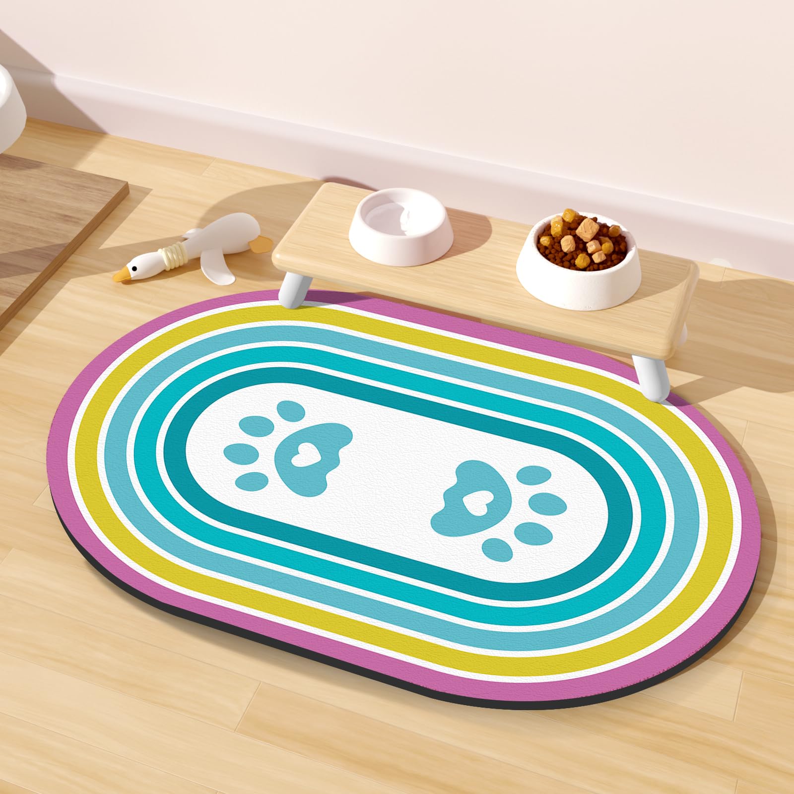 Assorbente Tappetino Ciotole Cane, Antiscivolo Tappetino per Cibo per Gatti per Alimentazione, 51x30,5CM Sottociotola Gatto Facili da Riporre per Cani e gatti, Disponibili in Diverse Colori
