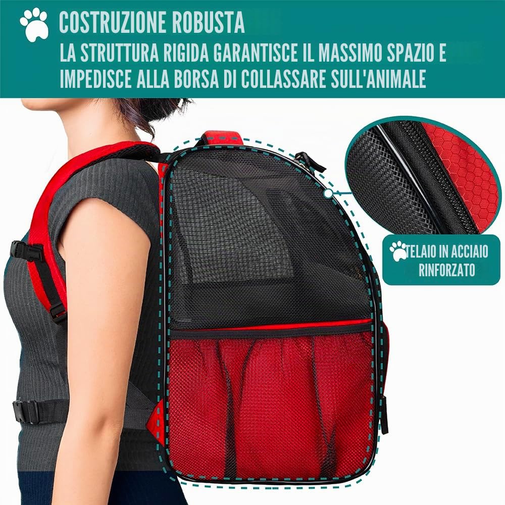 PetAmi, Zaino per cani di piccola e grande taglia, per animale domestico, cucciolo, zaino ventilato per animali domestici, zaino da viaggio, approvato dalle compagnie aeree, zaino per gatti da