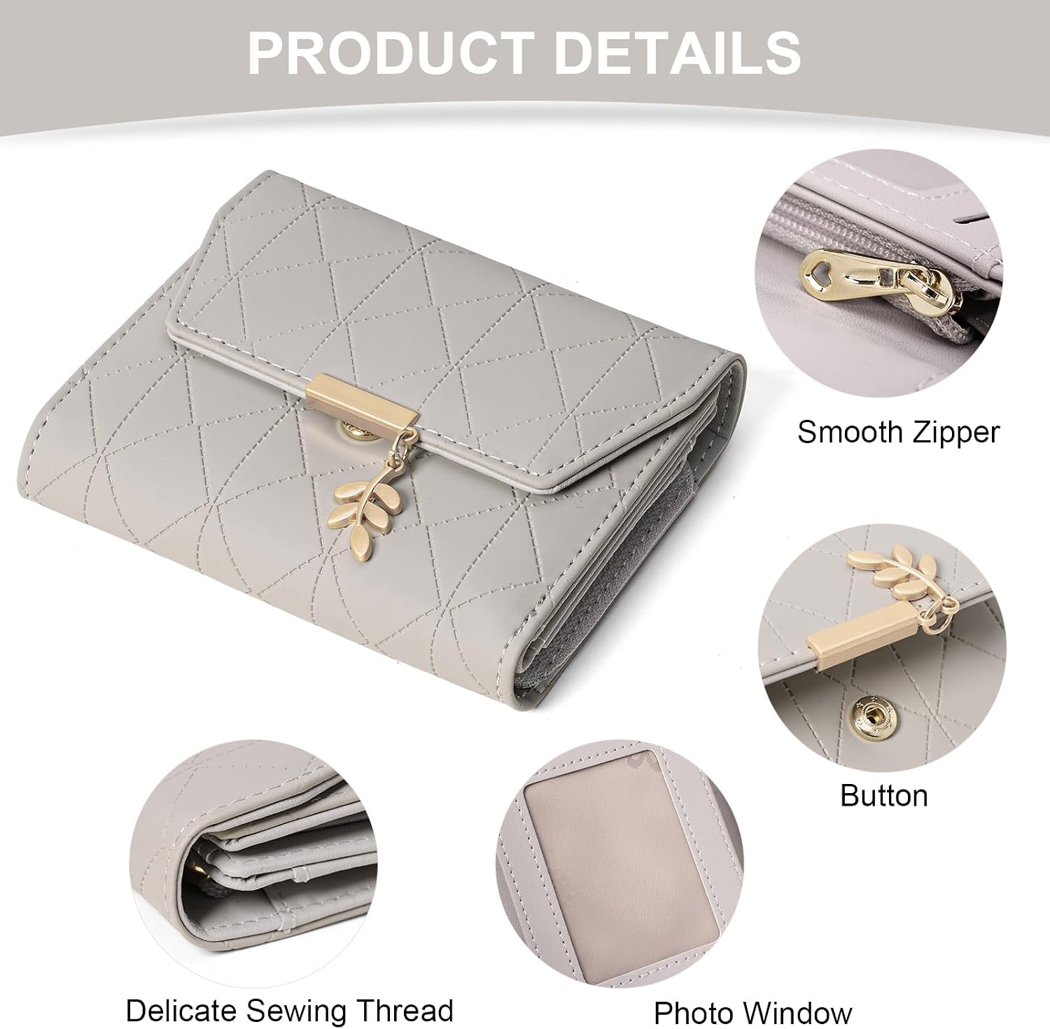 RNIEGA Small Wallet Women Leather RFID Blocking Card Holder Compact Wallets Zipper Coin Pocket with ID Window image 5
