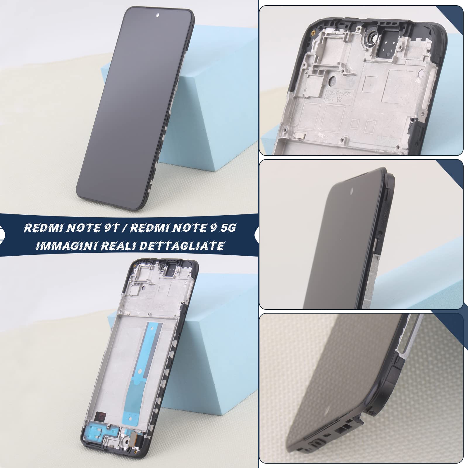 RongZy LCD Schermo per 6.43" Xiaomi Redmi Note 11 2201117TG/2201117TI/2201117TY/2201117TL Display Digitizer Assembly Vetro di Ricambio Touch Screen con Strumenti(Nero con Cornice)