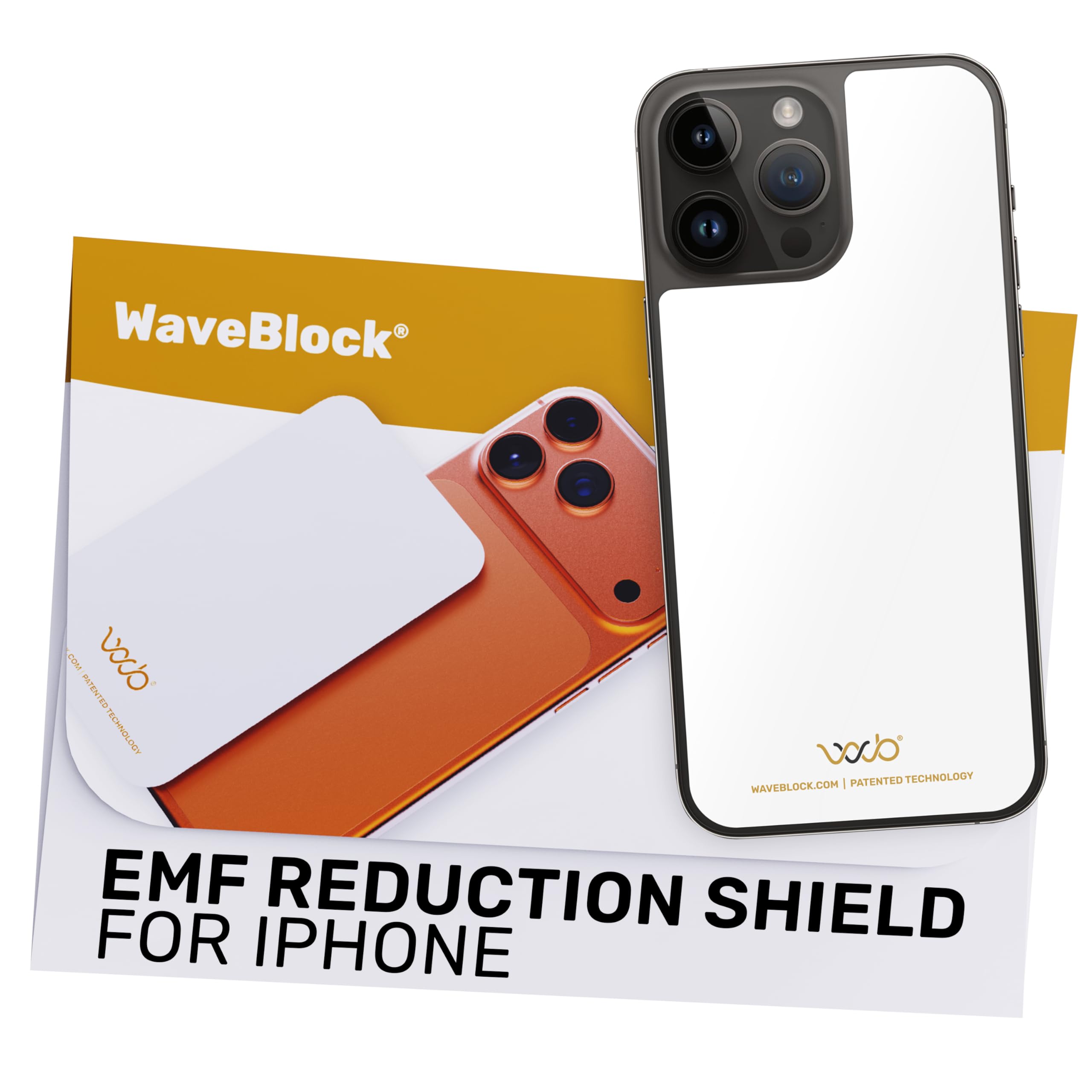 WaveBlock iProtect Protection Sticker for iPhone 14 Plus/14 Pro Max/15 Plus/15 Pr ProHarm Blocker for Cell Phone, 5G Shield Reduction, Fits Beneath Case, Tested in FCC Certified Lab