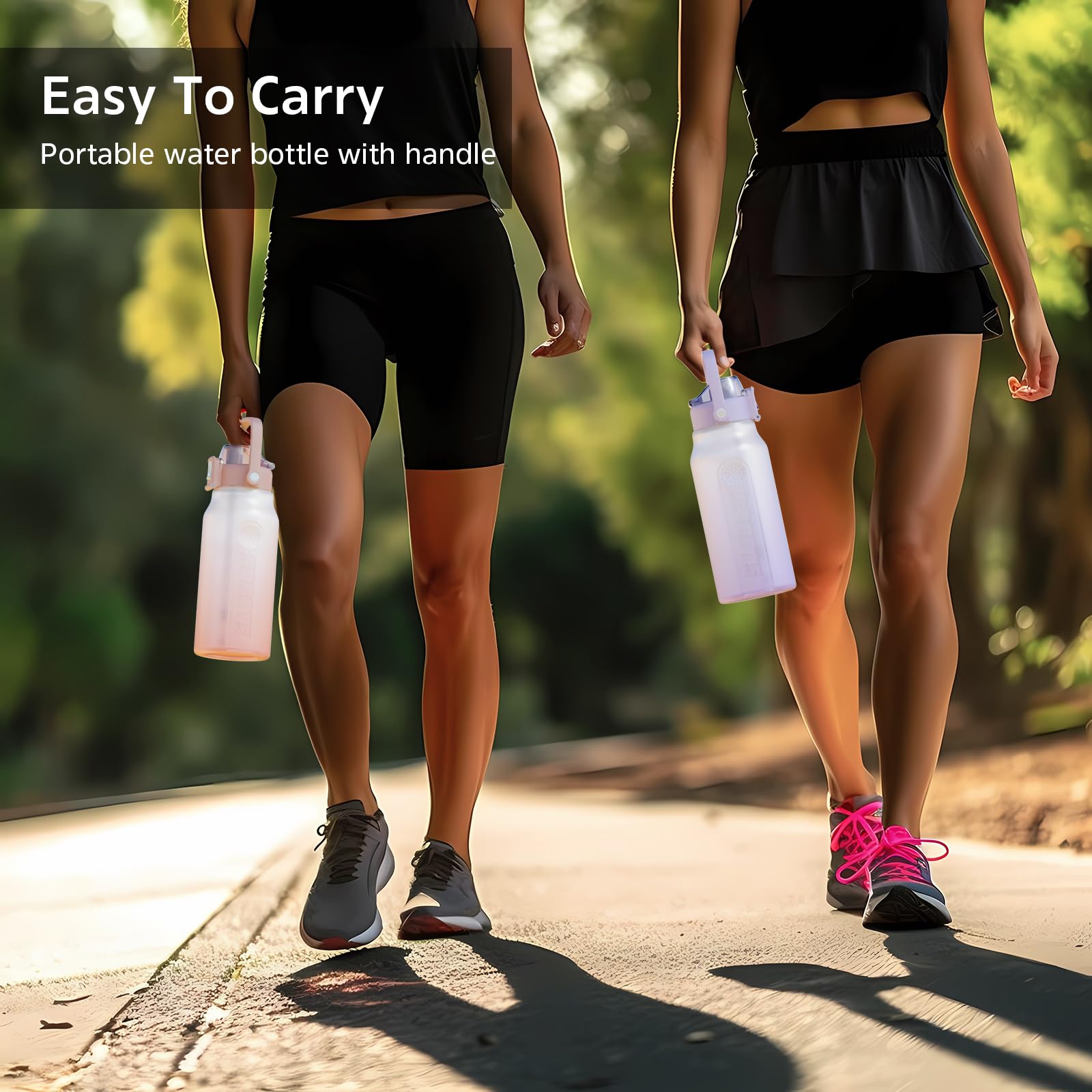 Free Breath Borraccia 2l, borraccia sportiva, [Tritan senza BPA] borraccia sportiva a tenuta stagna, borraccia sportiva per bicicletta, campeggio, yoga, palestra, bambini(Rosa)