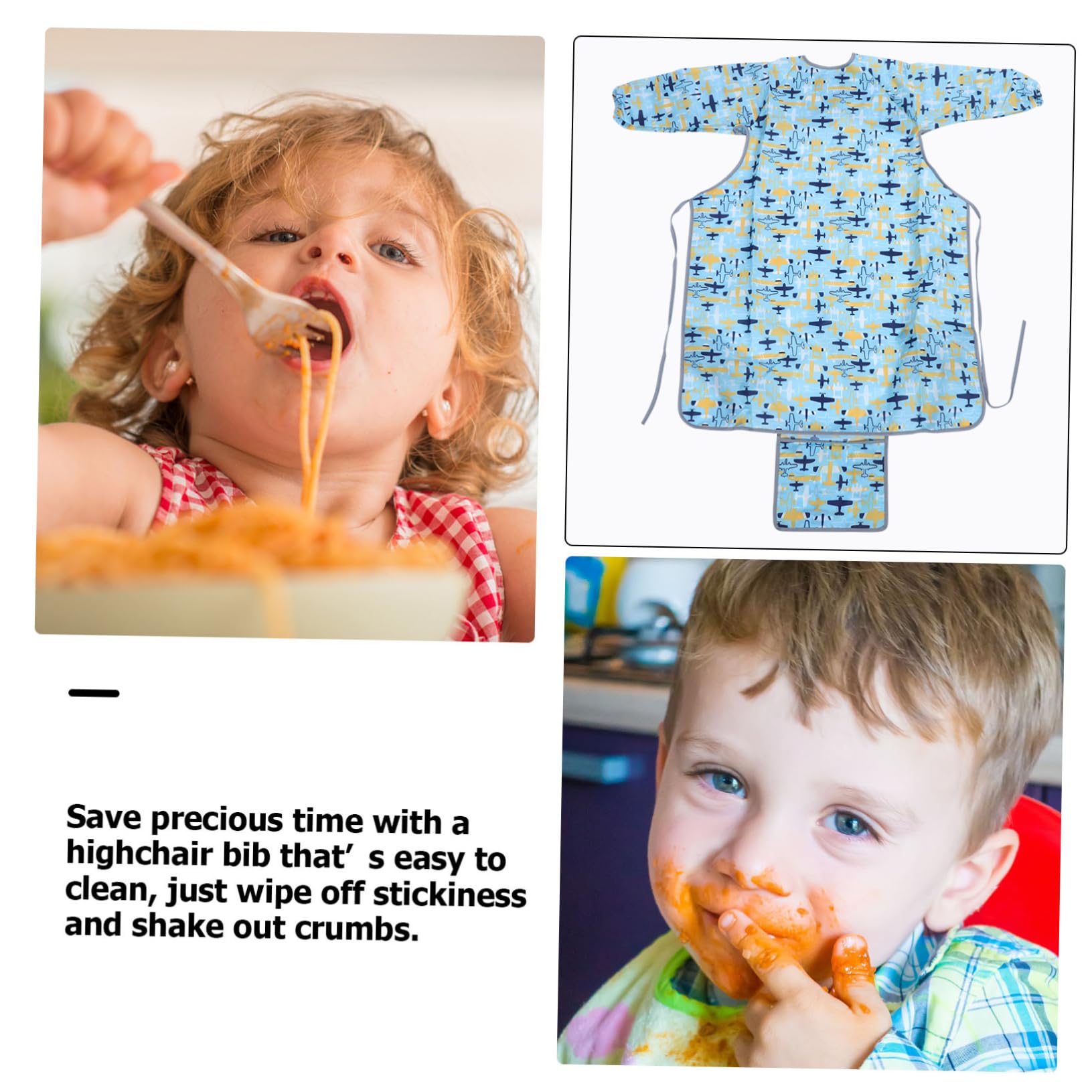 ifundom copertura della sedia da pranzo grembiule Bavaglini carinissimi bavaglini sbavati bavaglini neonata salviette bavaglino a maniche lunghe bavaglino per bambini poliestere Blue