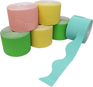 Bright Ideas Corrugated Border Rolls for School Displays 6 Pack, Assorted, 10cm x 7.5m BI7883