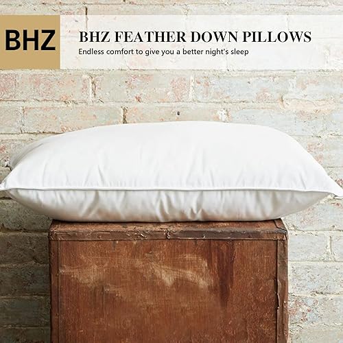 Miniatura 3 de Almohadas de plumas de ganso tamaño Queen, almohada de cama de la colección de hotel para dormir, soporte firme medio para personas que duermen de
