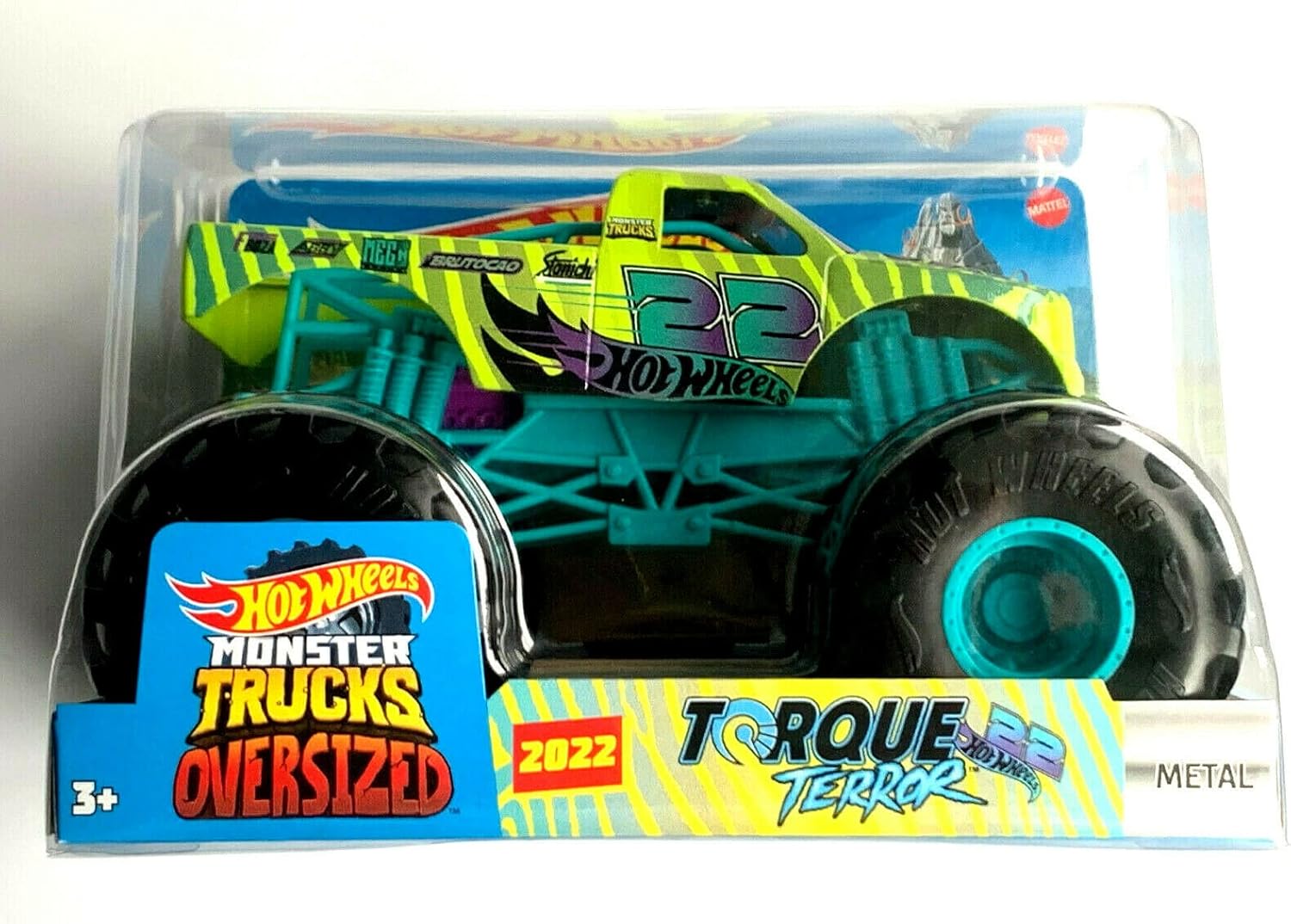 Hot Wheeels Monster Trucks Oversized Torque Terror (Green), 1:24 Scale Diecast Truck