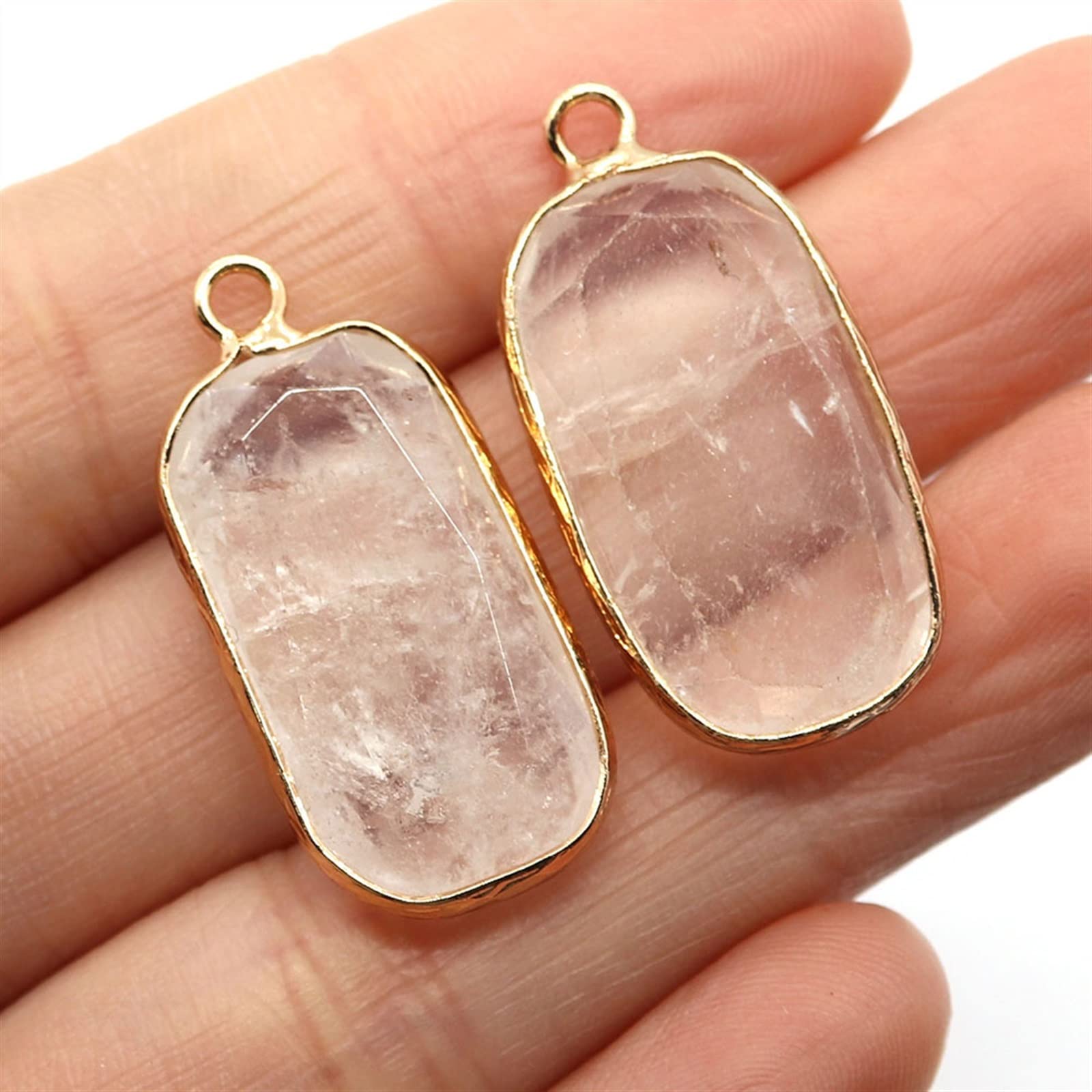 Pendentifs rectangulaires en quartz pour création de colliers DIY | Lot de 2 pièces