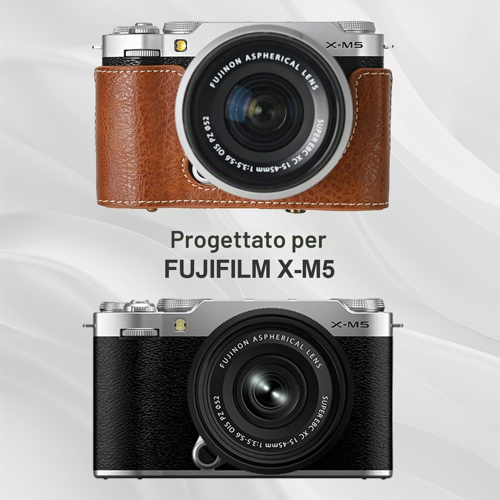 Custodia protettiva Fuji X-M5, mezza con copertura frontale e tracolla