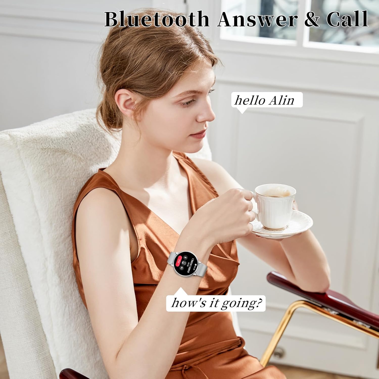 Efolen Smartwatch Uomo Donna, 1.39 AMOLED Orologio Smartwatch Chiamate, IP67 Impermeabil Fitness Tracker Smart Watch con SpO2 Contapassi Cronometro Notifiche Messaggi Whatsapp per Android iOS