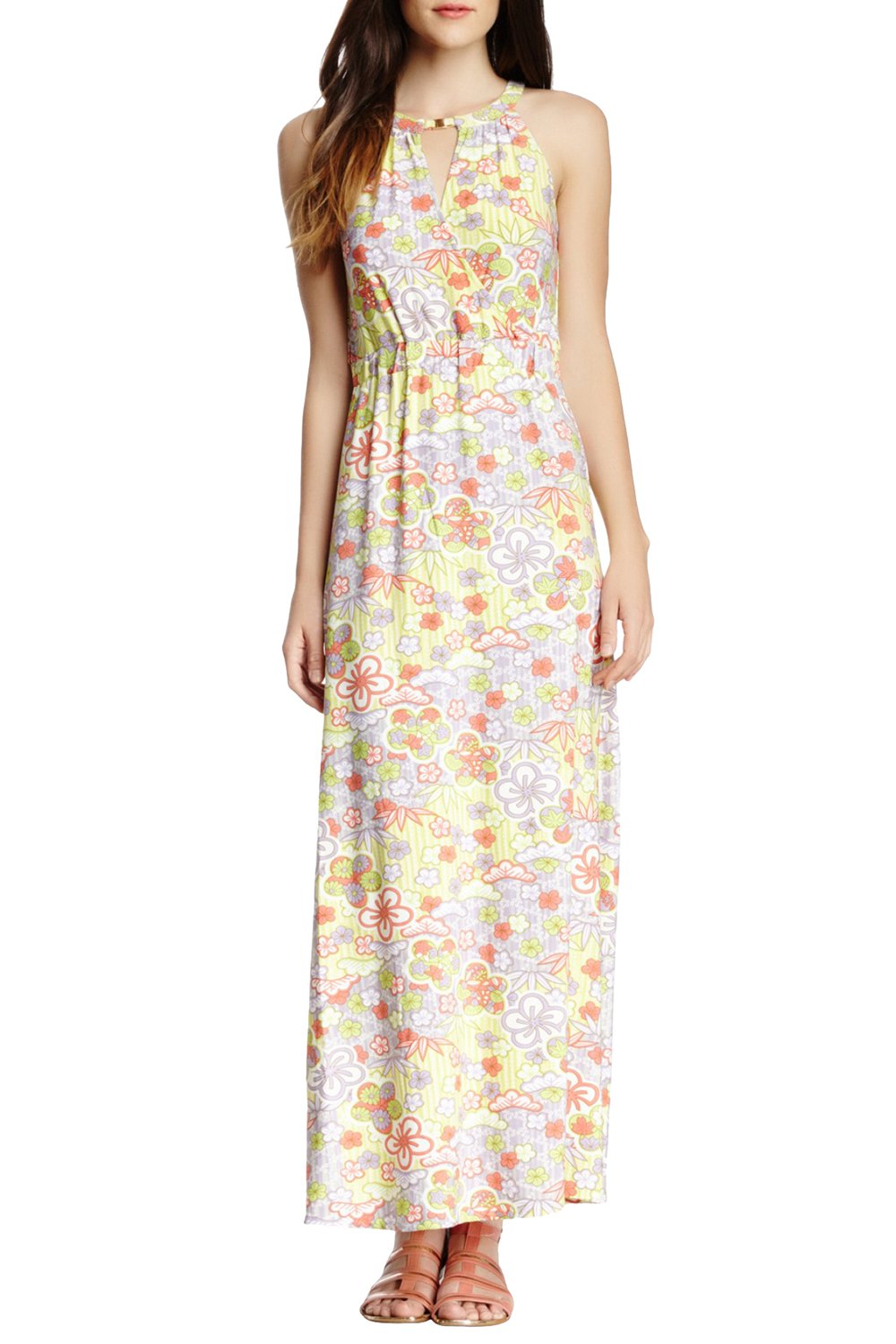 Vertigo ParisWomen's Floral Print Halter Maxi Dress