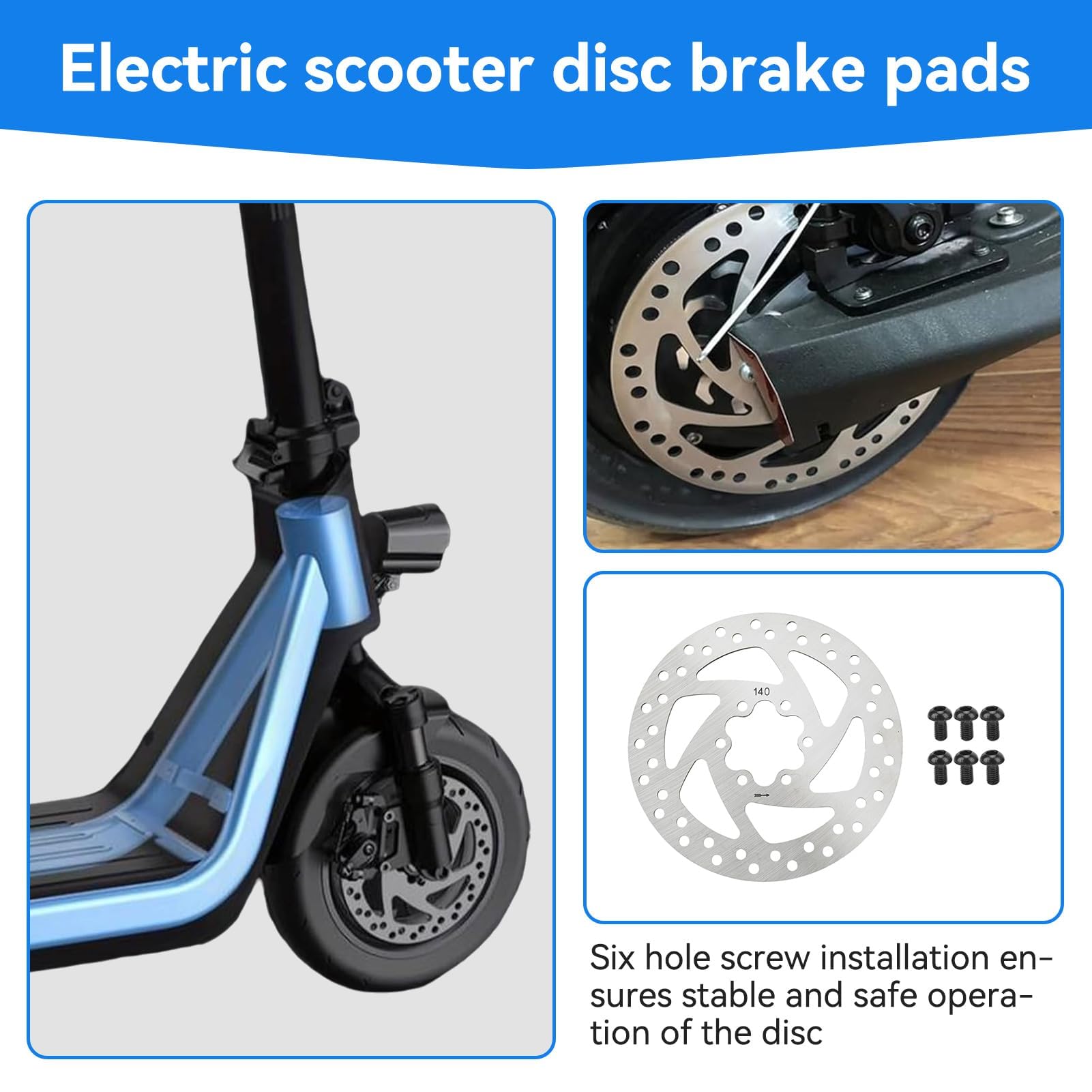 Rotor de freno de disco de 140 mm, rotores de bicicleta de acero inoxidable cubos roscados de disco de freno Rotor Adaptador de brida con 6 pernos para bicicleta de carretera de