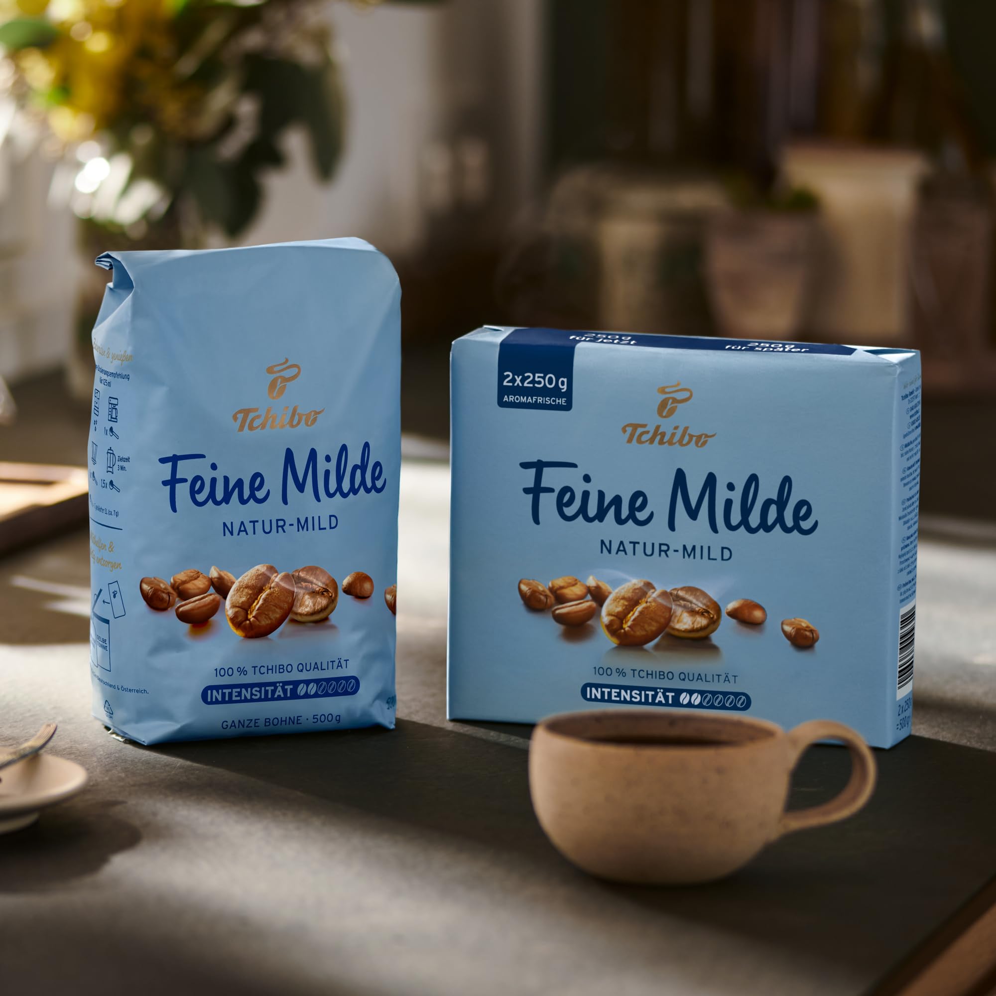 Tchibo - Feine Milde Ground Coffee - 9x 500g (2x 250g) | Sabor aromático suave, envasado con aroma fresco, preparación en cafetera de filtro, filtro manual o jarra de tamiz