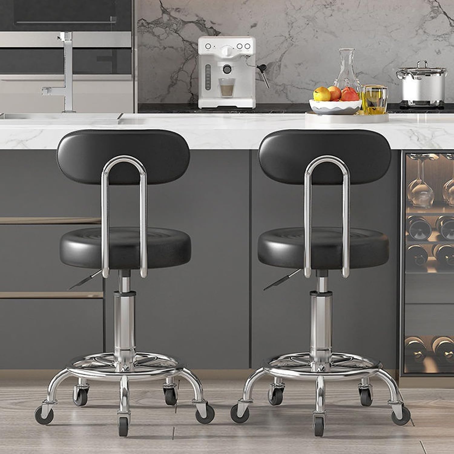 Heavy Duty Ergonomic Rolling Hydraulic Adjustable Stool Chair with Back and Wheels for Doctor Esthetician Artist Home Small Office,Blue