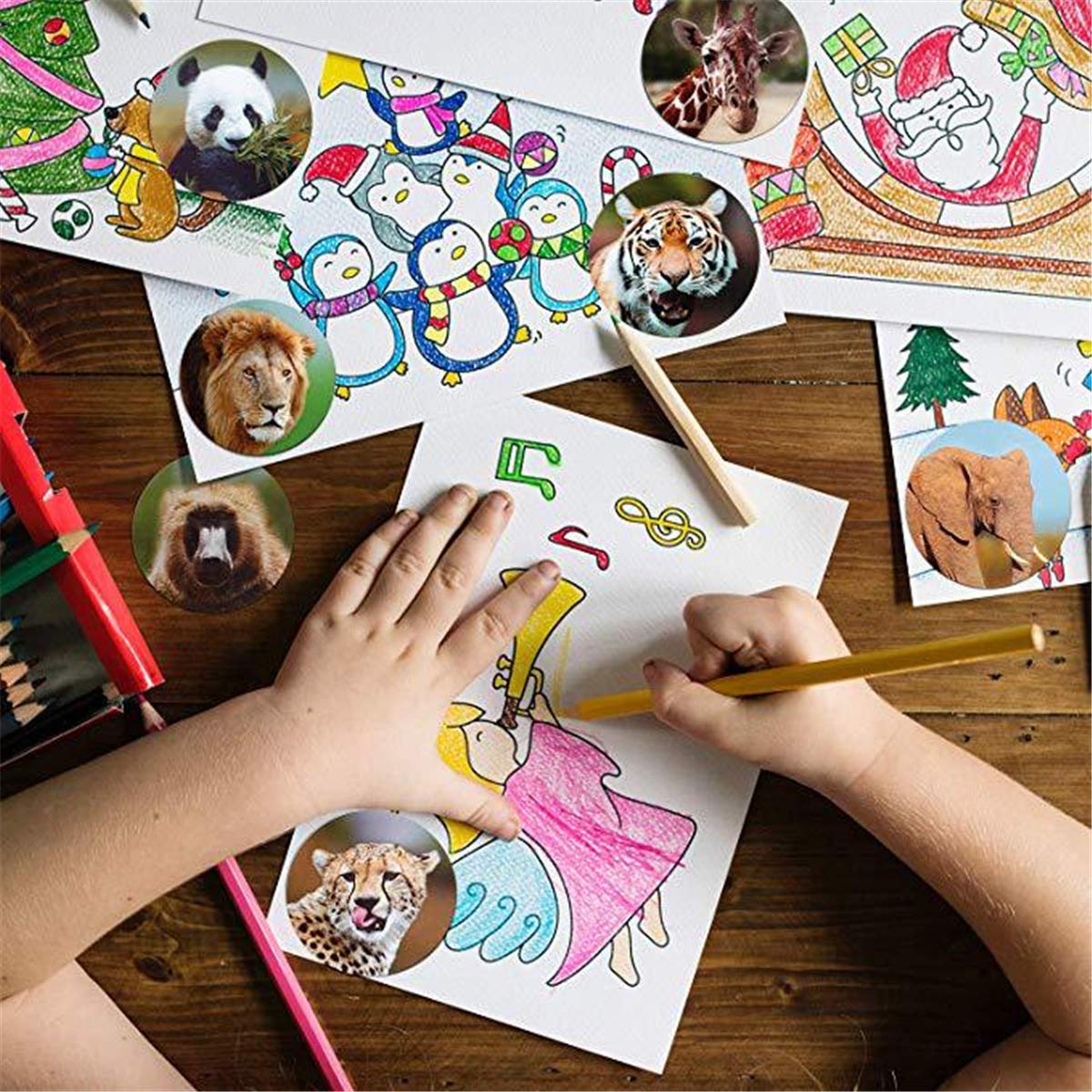 kdjsic Realistic Zoo Animal Sticker Safari Animal Jungle 500Pcs Per Roll for Kids - Image 3