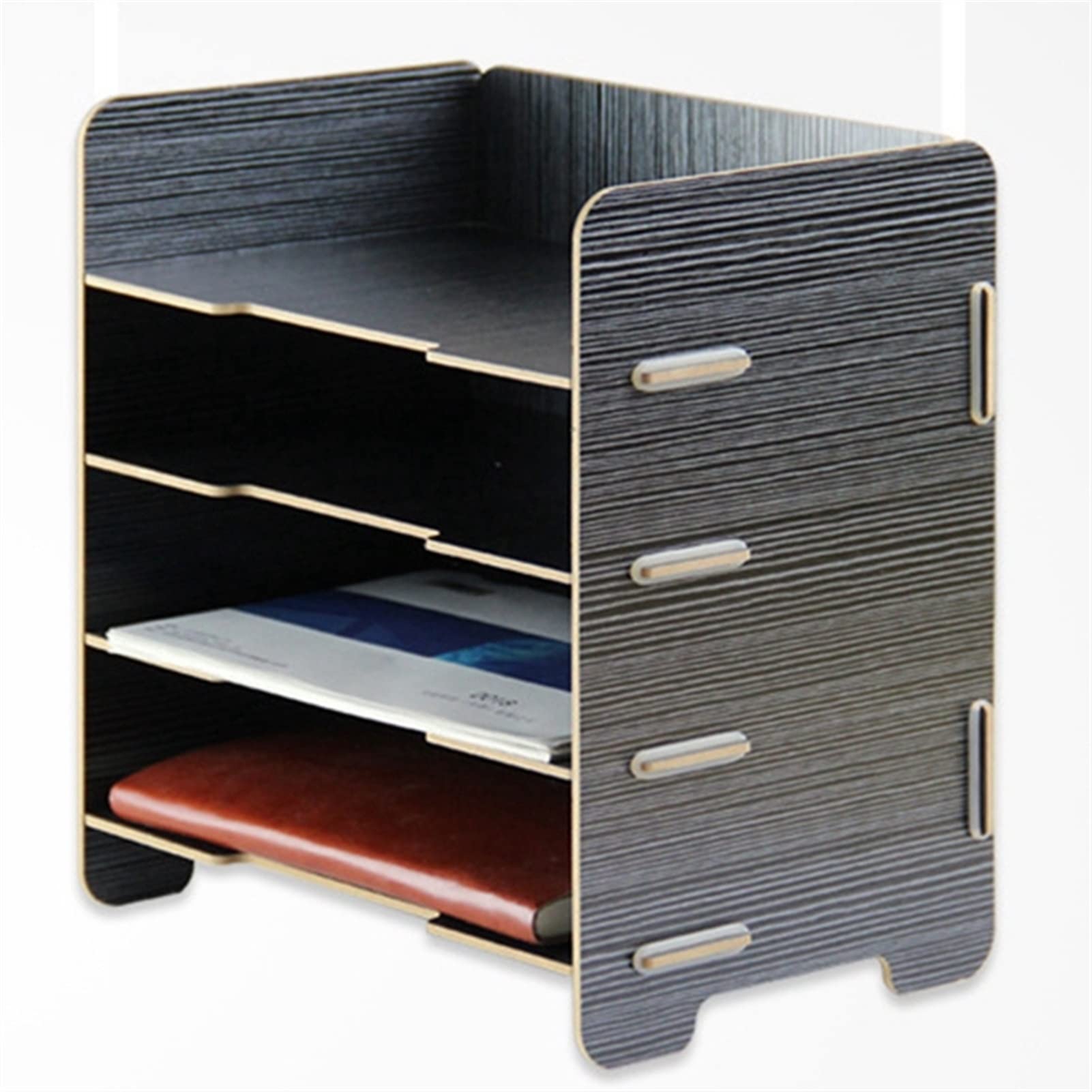 Scatola portadocumenti e portadocumenti in legno a 4 strati, elegante organizer da scrivania per ufficio e casa, perfetto per la famiglia, per documenti, documenti e forniture