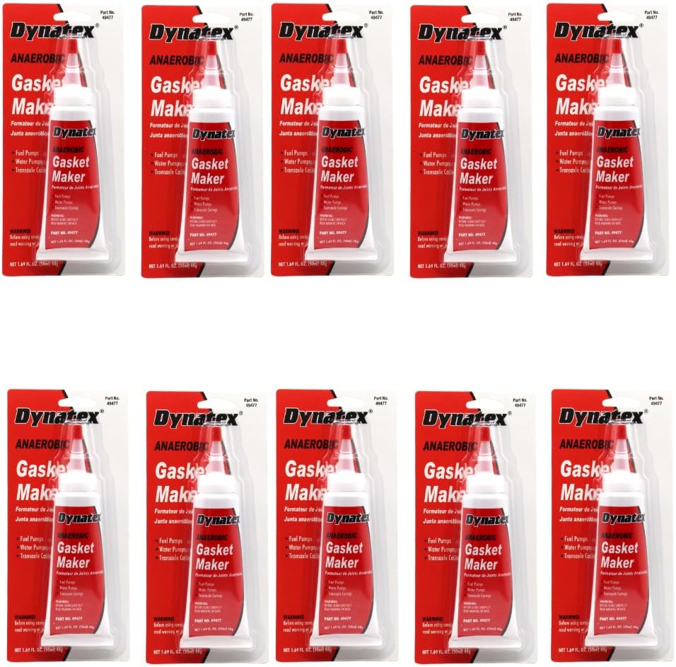 Dynatex Red Anaerobic Gasket Maker 1.69 oz Tube - Medium Strength, Instant Low-Pressure Seal, for Rigid Metal Flanges & Joints (4-Pack)