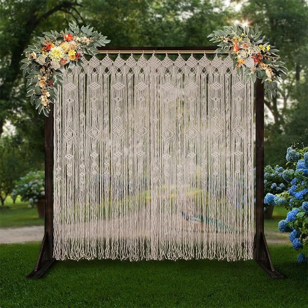 Tapiz de cortina de puerta tejido manual para bodas, puertas y ventanas, estilo bohemio, fondo decorativo (110 x 200 cm)