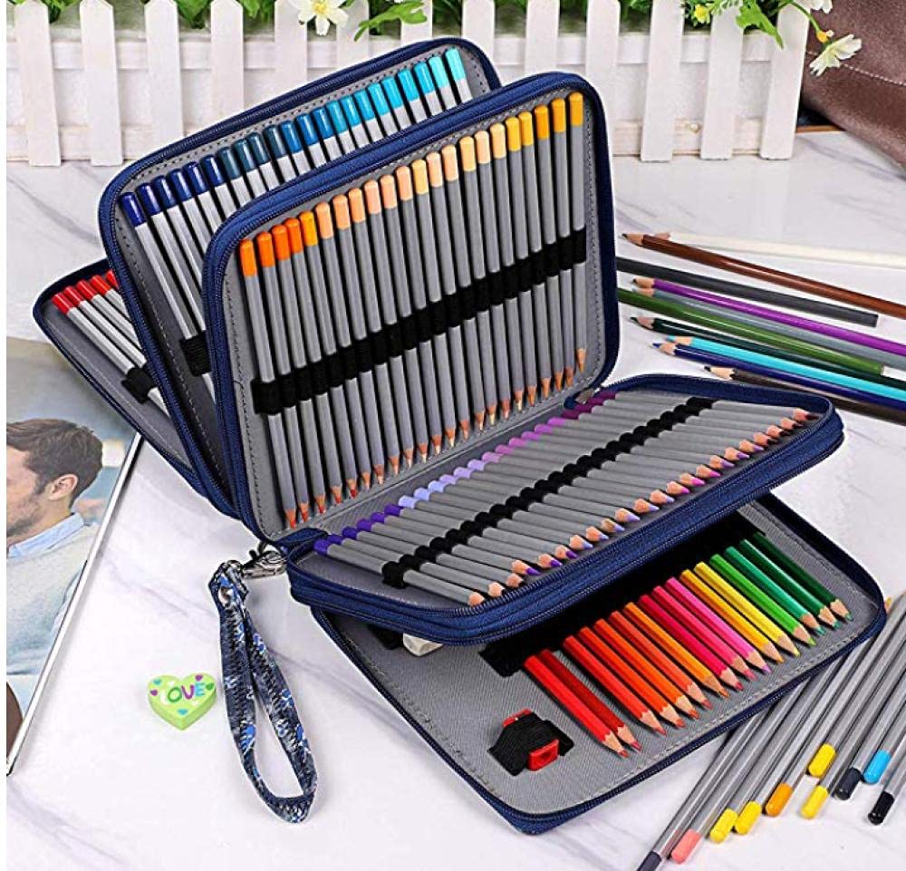 Piórnik Przechowywanie Ołówków Pudełko Na Artykuły Biuroweduża Pojemność Art Storage 200 Otwory / 160 Otwory Torba Student Papiernicze Papiernicze Papiernicze Painting School Case Dla Chłopców I Dziew