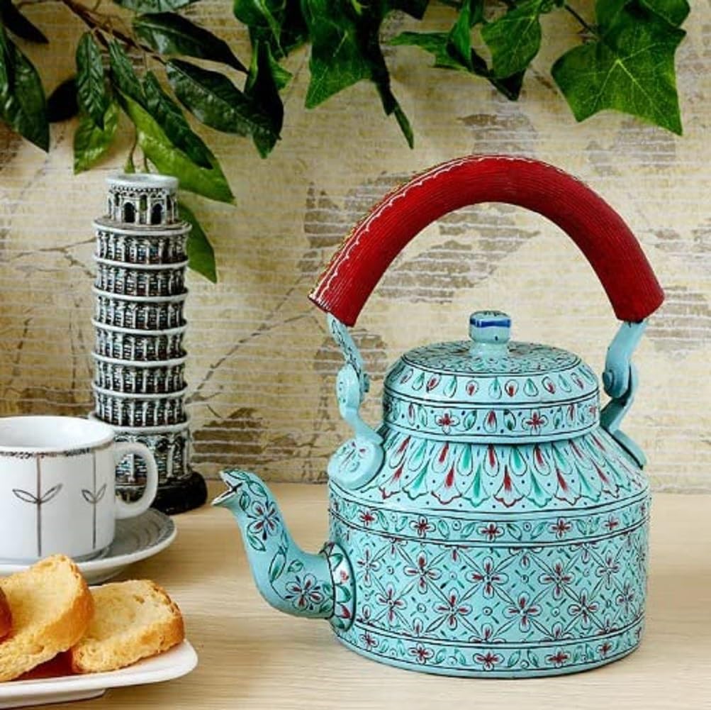 Handpainted Aluminum Tea Kettle - Copper -6