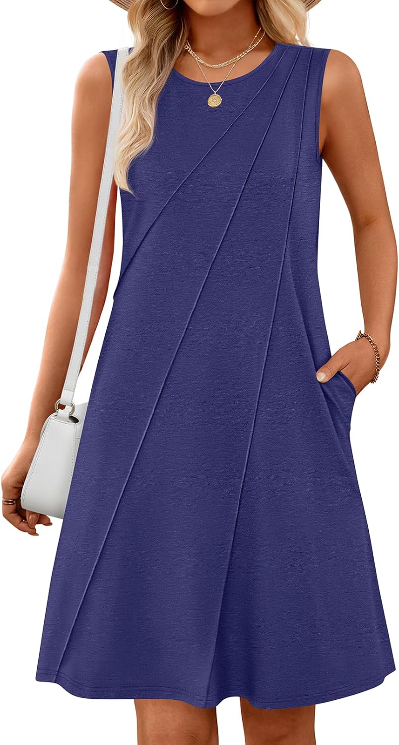 MEROKEETY Women's 2025 Summer Sleeveless Sundress Casual Beach Vacation Crewneck Tank Mini Dress - Image 2