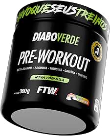 FTW Pré-Treino Diabo Verde em Pó com Cafeína, Aminoácidos Beta‑Alanina e Arginina para Treinos e Atividades Físicas - Pote 300 g (Arco-Íris)