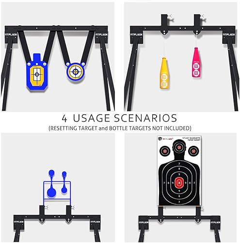 Miniatura 4 de ATFLBOX AR500 - Juego de objetivos de acero para soporte de disparo, altura ajustable de 63 pulgadas, silueta y objetivos de gong de 38 pulgadas de