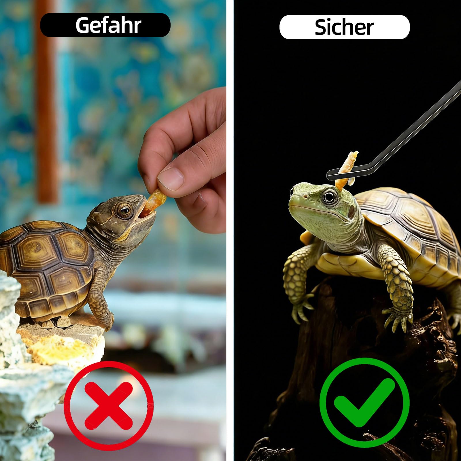 Juego de 2 pinzas de acuario largas de acero inoxidable, pinzas de alimentación rectas y curvas para reptiles, plantas acuáticas, accesorios protectores para dedos, serpientes, lagartos, arañas - 5