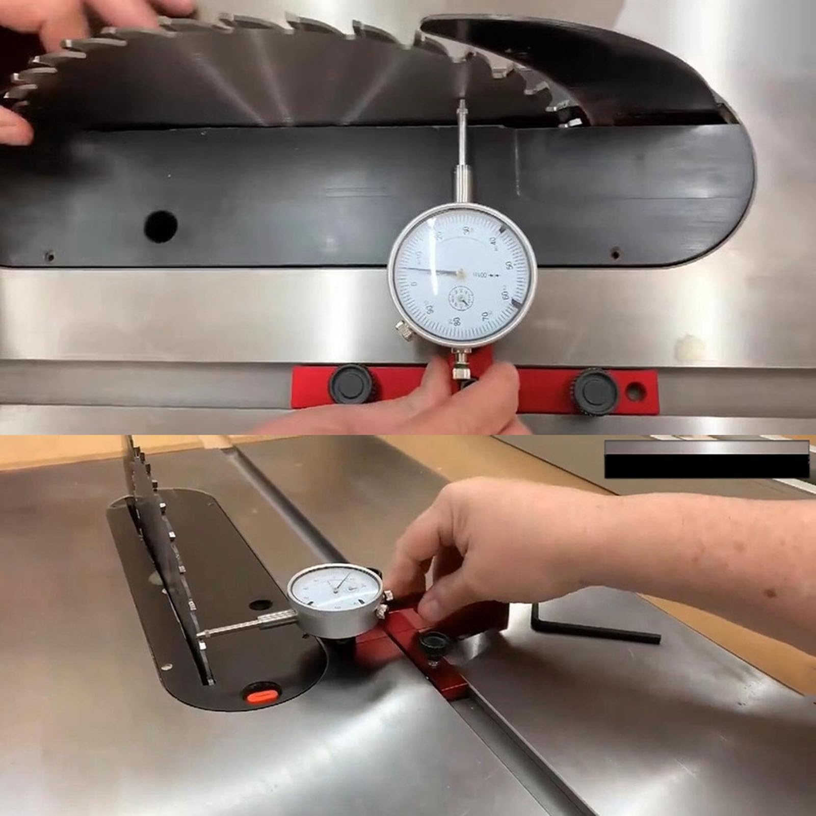 Saluaqui Digital Dial Indicator Table Saw Gauge, Aluminum Alloy 0.1 to 1 Inch Range Table Saw Gauge Basic Kit for Woodworking Band Saw and Drill