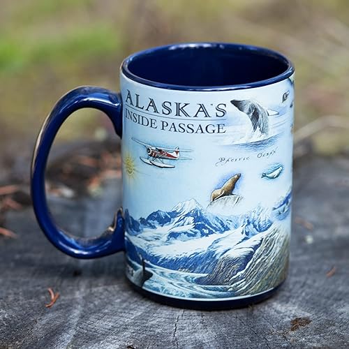 Miniatura 3 de Xplorer Maps Alaska Inside Passage Map Taza de cerámica (16 onzas) Taza de café sin BPA para bebidas calientes y frías perfecta para oficina,