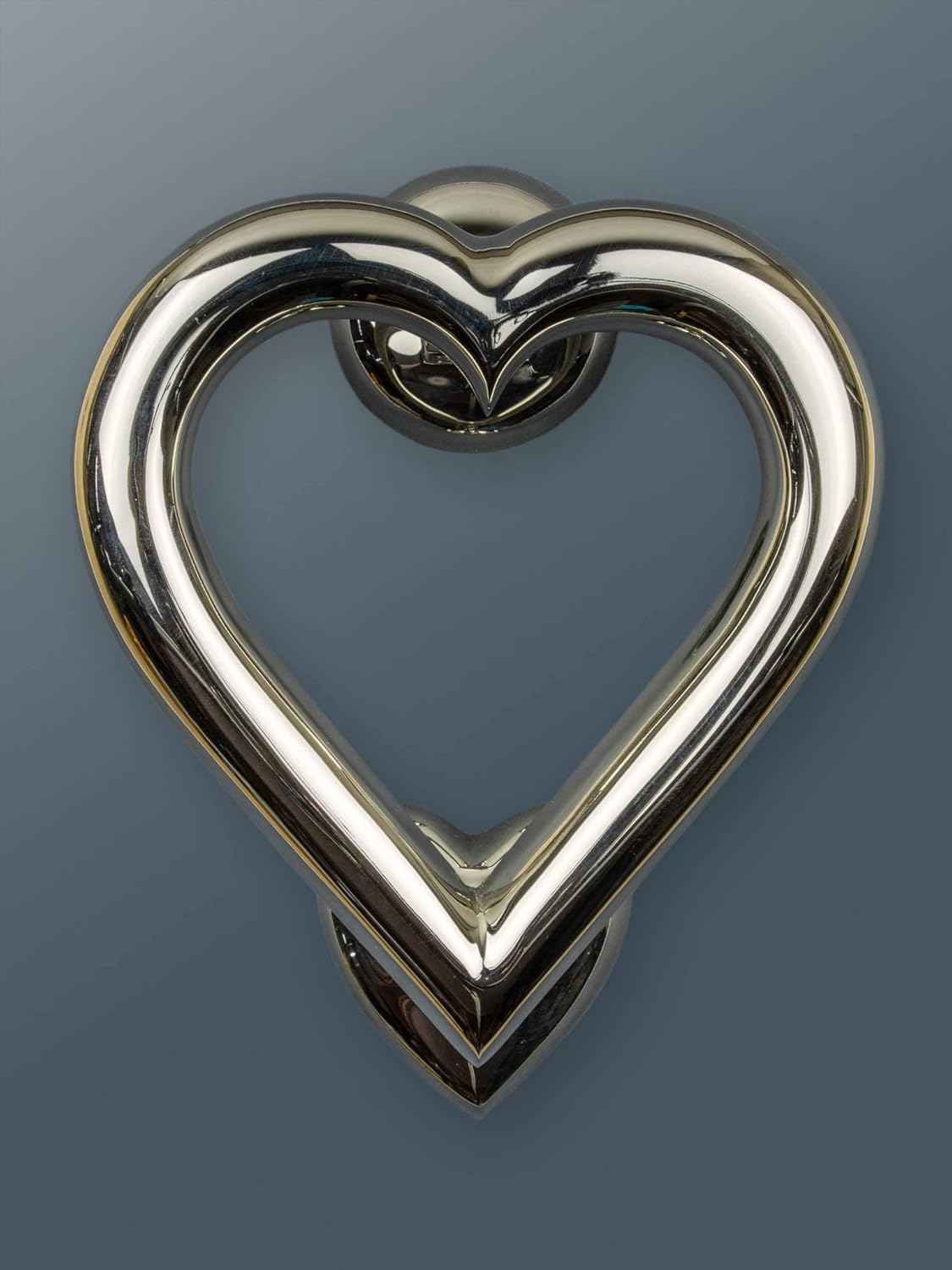 Brass Love Heart Door Knocker - Nickel Finish
