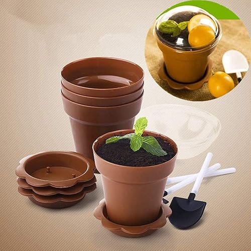 Miniatura 4 de 50 paquetes de 50 tazas de postre para helado de 6.1 fl oz con tapas y cucharas, 50 juegos de macetas, tazas de mousse, tazas de ensalada, tazones