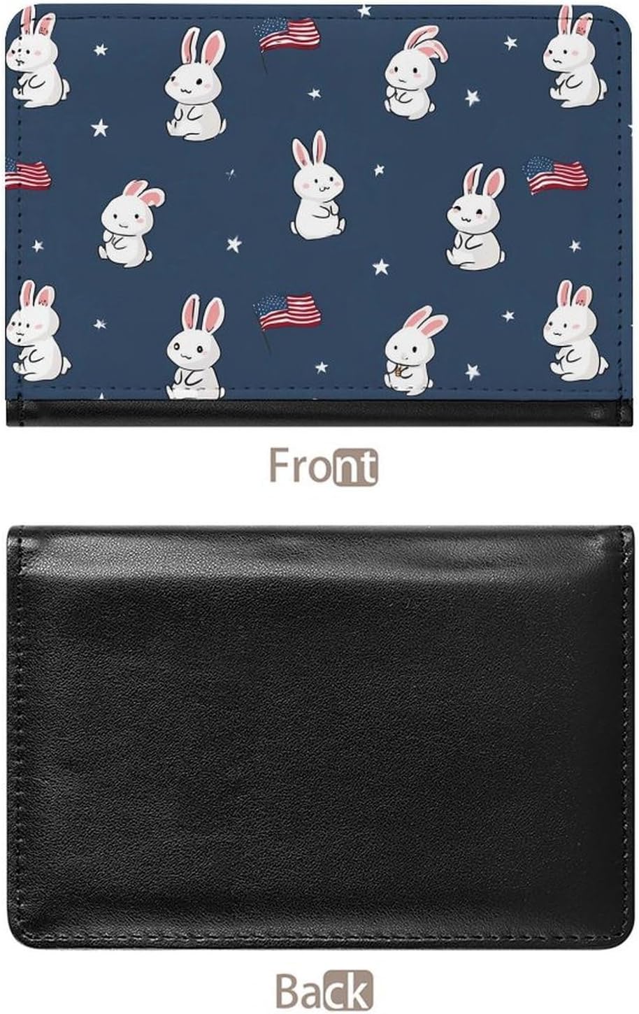 Bunny U.S. Flag Funny Passport Holder Slim Travel Wallet Passports Cover Card Case with Slot
