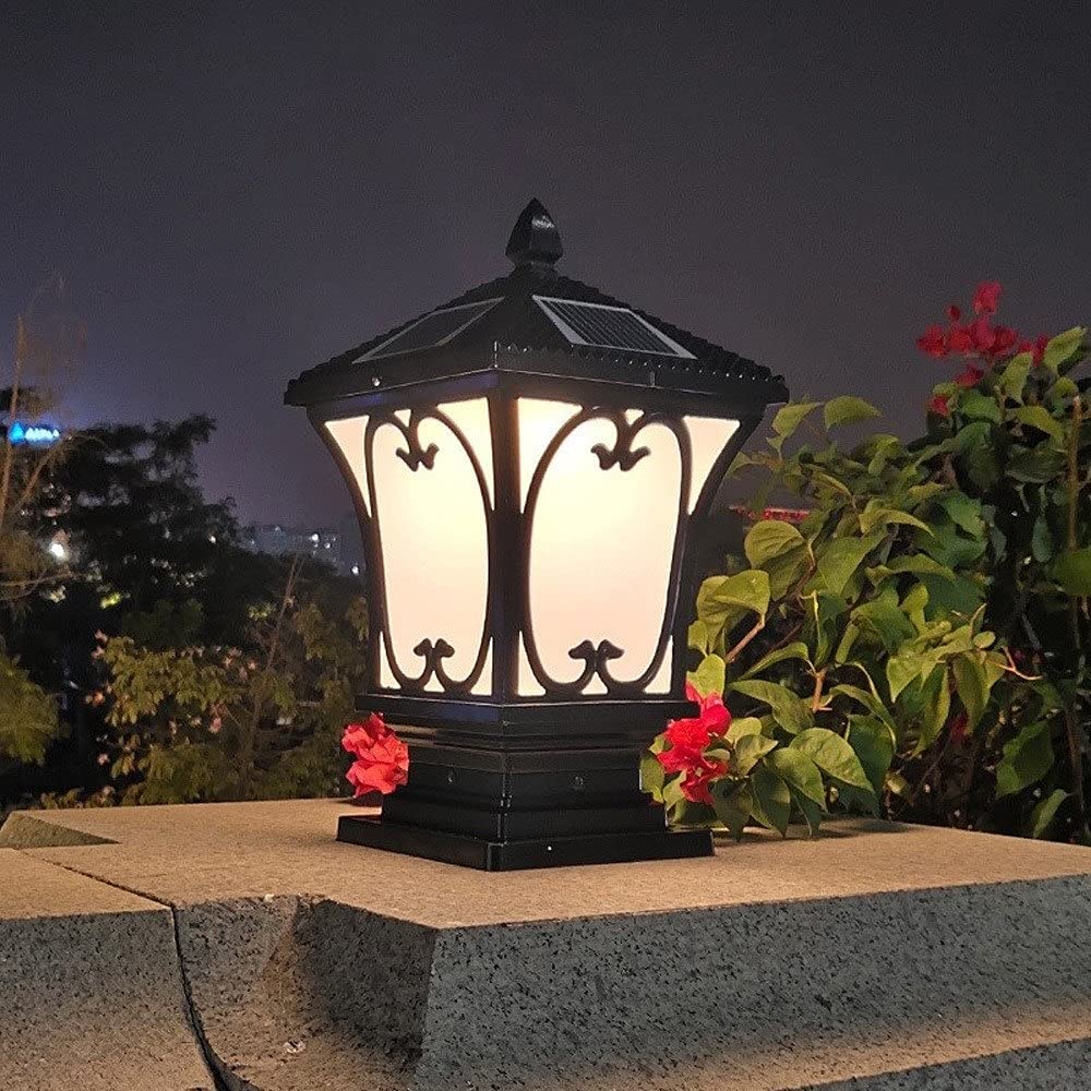 HYSJDMNC Outdoor Waterproof IP65 Solar Column Head Lamp Outdoor Square Wall Lamp European Style Villa Gate Pillar Fashion Landscape Streetlights Exterior Gate Lawn Entrance Pillar Lamp Interesting