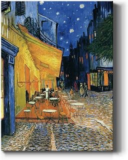 Renditions Gallery Cafe Terrace at Night by Vincent Van Gogh printed, Famous Painting Reproduction, Premium Gallery Wrapped Canvas Décor, Ready to Hang, 16 in H x 20 in W, Made in America Print