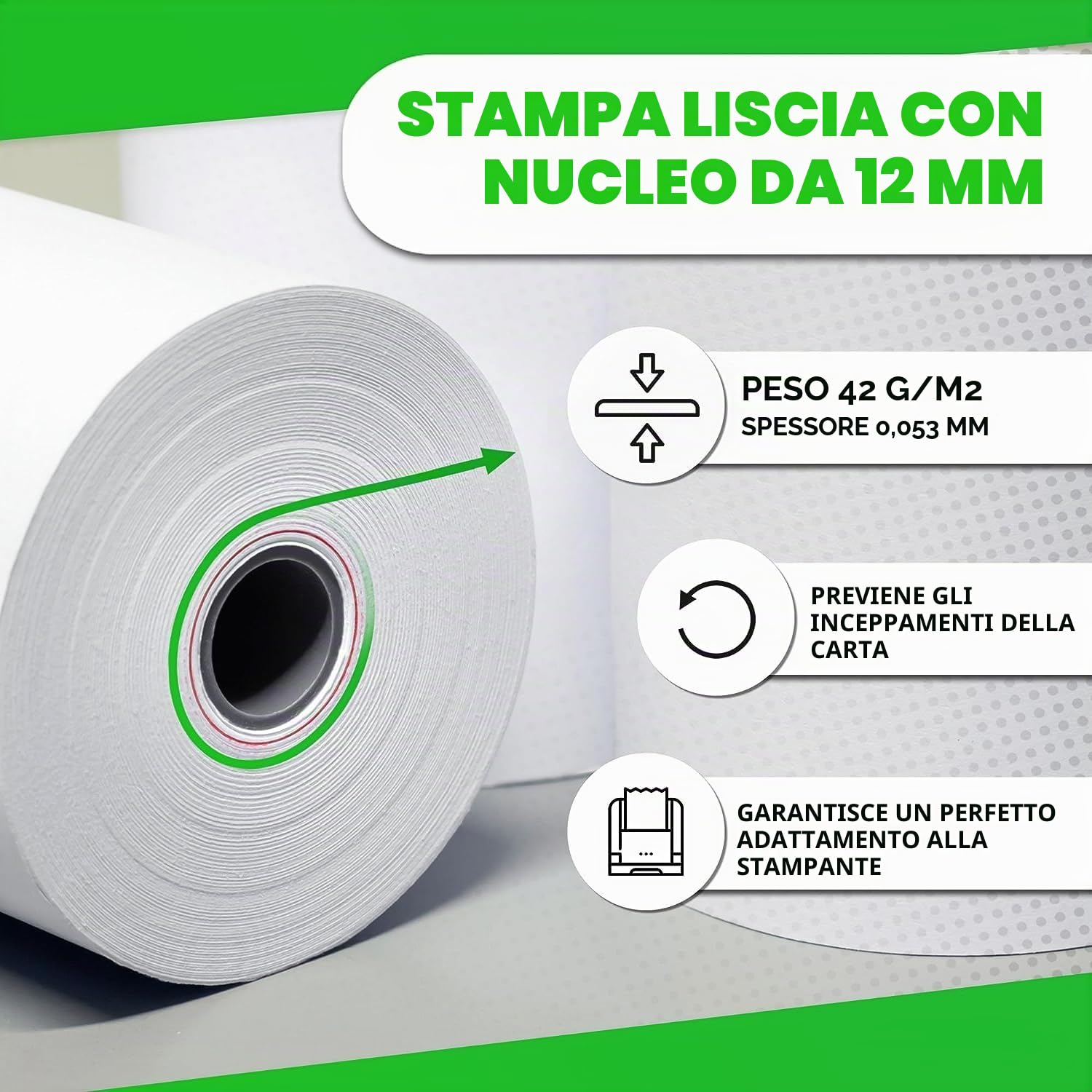 V1 Trade Rotolini POS 80mm x 80m x 12mm (48 Pezzi) – Rotoli Carta Termica per Registratore di Cassa – Rotolo POS 80 mm x 80 m – Carta 42 g/m2 per Stampante Scontrini