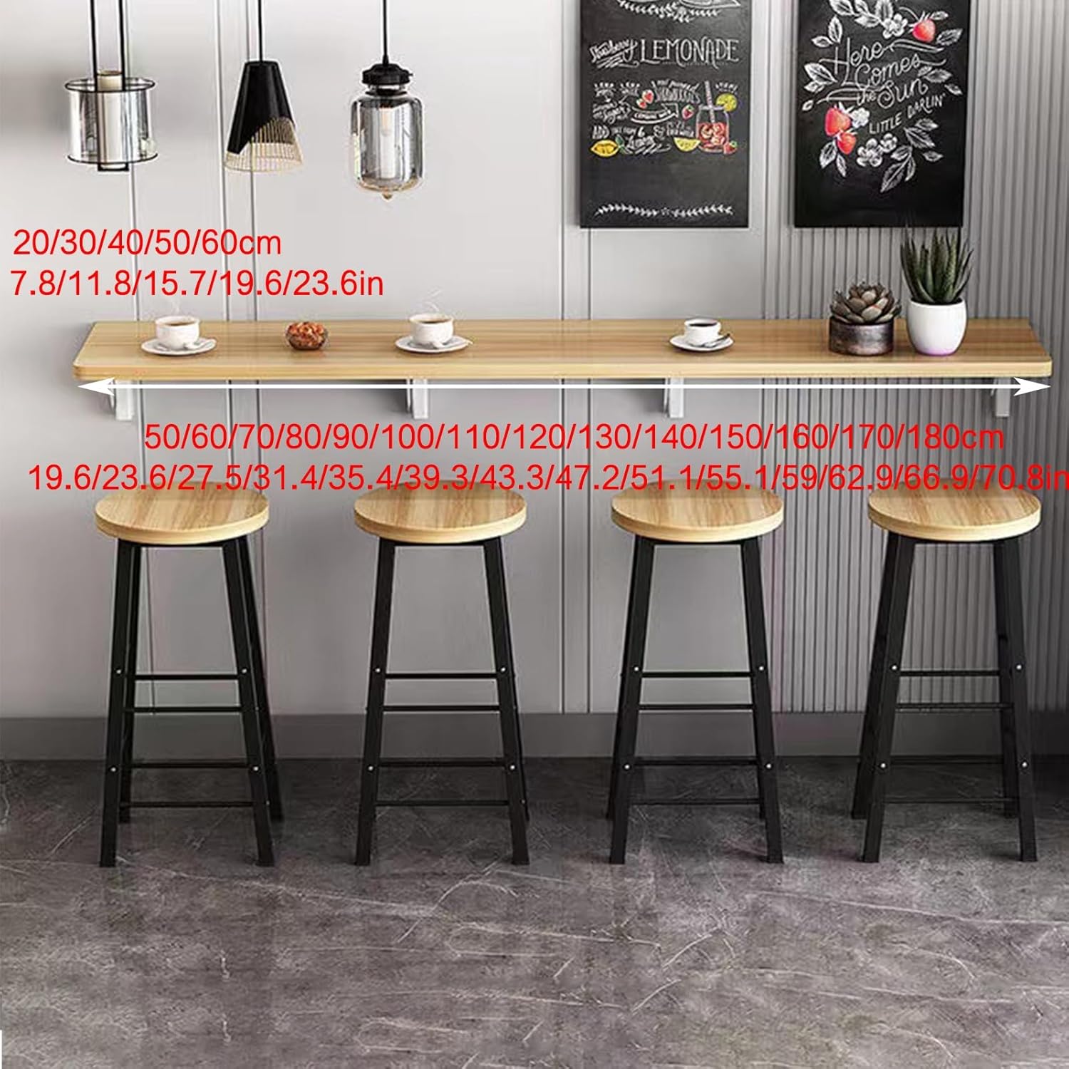 Wall-mounted folding table,Wall mounted bar table,Wall kitchen table,Wall table for kitchen,Hanging Home Narrow Long Table,Wall Hanging Dining Table,Wall Mounted Foldind table,Folding table(Teak,50x20