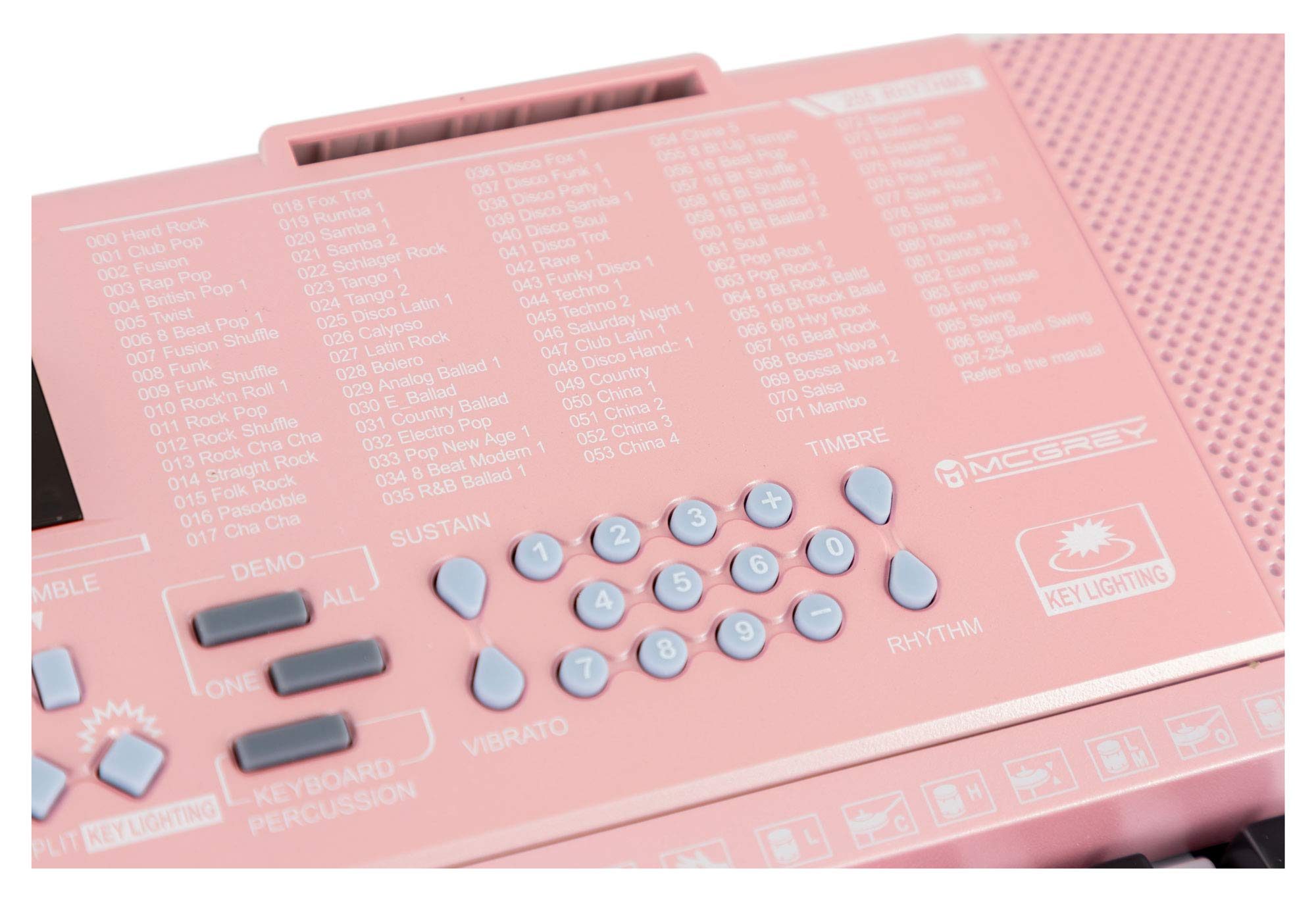McGrey LK-6120-MIC Keyboard - Einsteiger-Keyboard mit 61 Leuchttasten - 255 Sounds und 255 Rhythmen - 50 Demo Songs - Inklusive Mikrofon - Pink