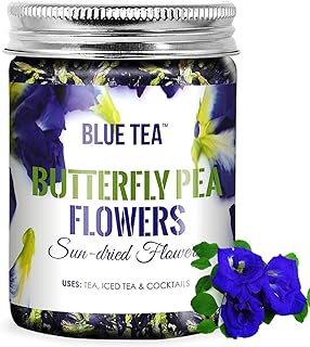 BLUE TEA - Butterfly Pea Flower Tea - 50 Gram | FARM PACKED | For Food Coloring, Iced Tea, Coolers, Cocktails, Mocktails | GMO Free - Vegan - Organic |