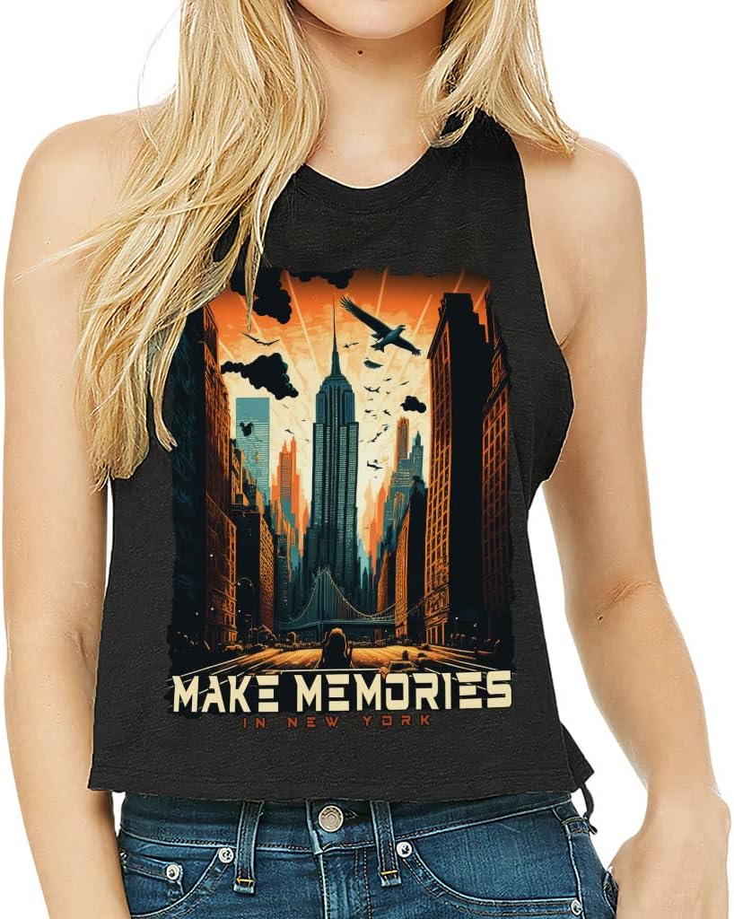 New York City Racerback Cropped Tank - Trendy Women's Tank - Cool Printed Tank Top
